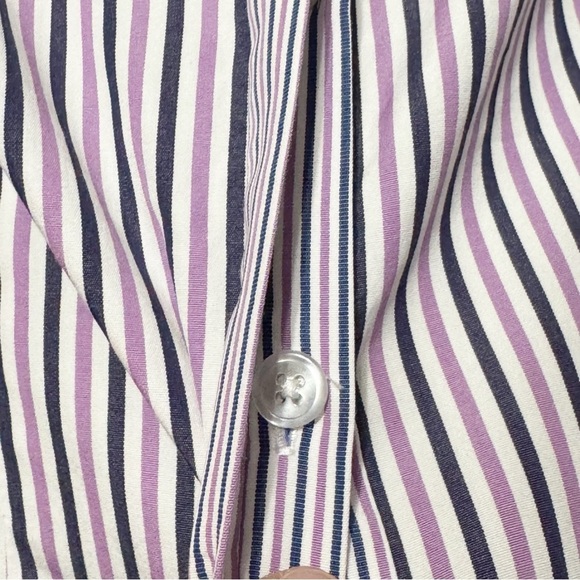 MILLY Michelle Flare Sleeve Striped Button Down Classic Designer Blouse Size 4 - Picture 6 of 9